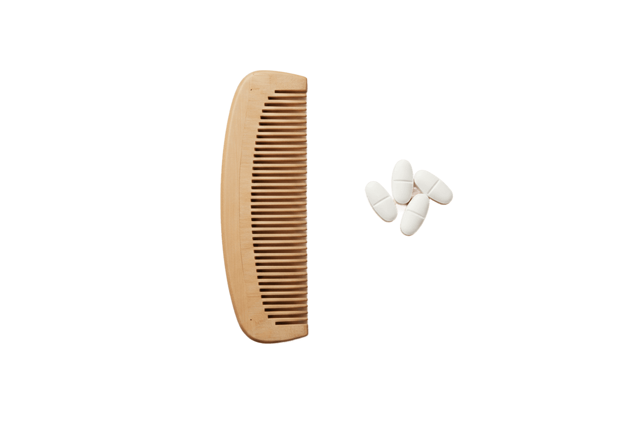 Hair comb and supplement tablets