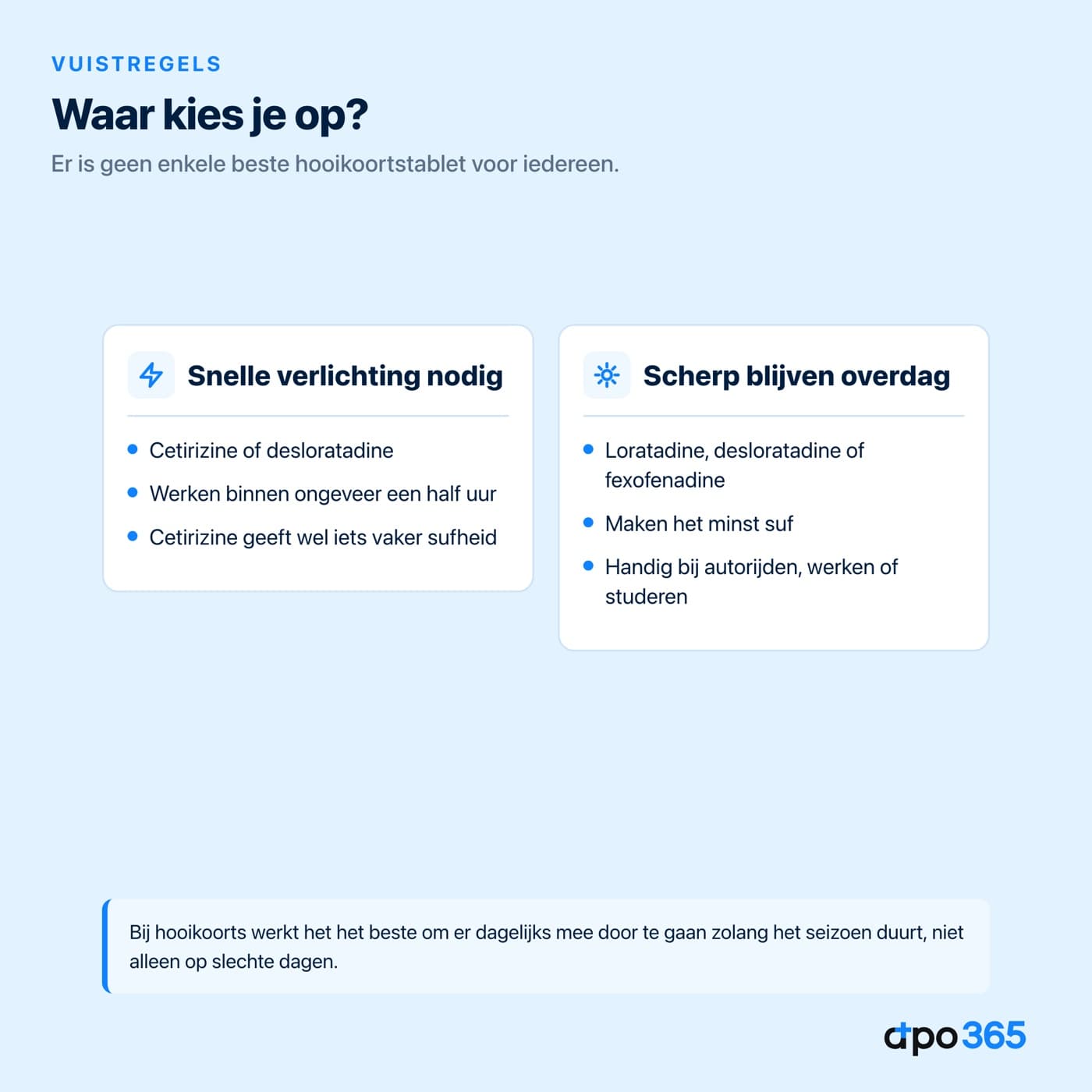 Vuistregels voor het kiezen van een antihistaminicum