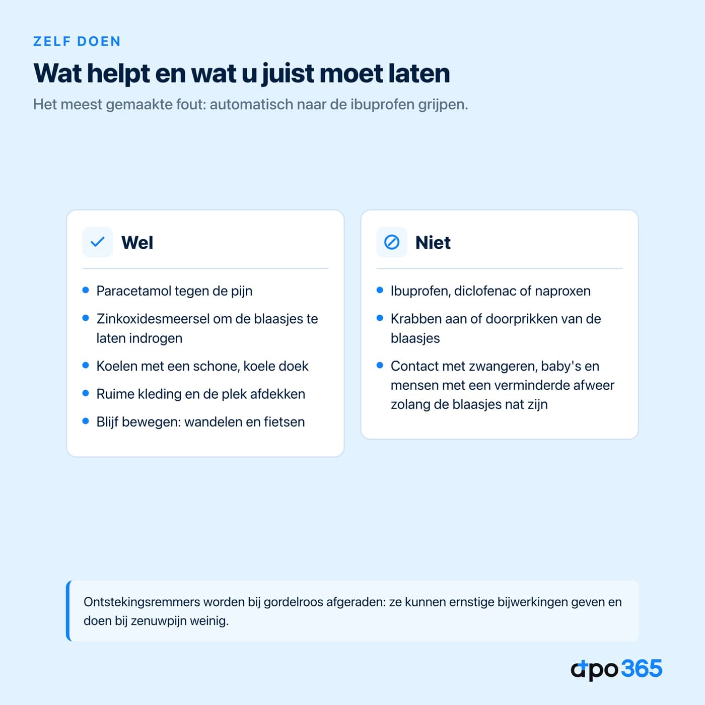 Wat wel en niet helpt bij gordelroos: paracetamol wel, ibuprofen en diclofenac niet